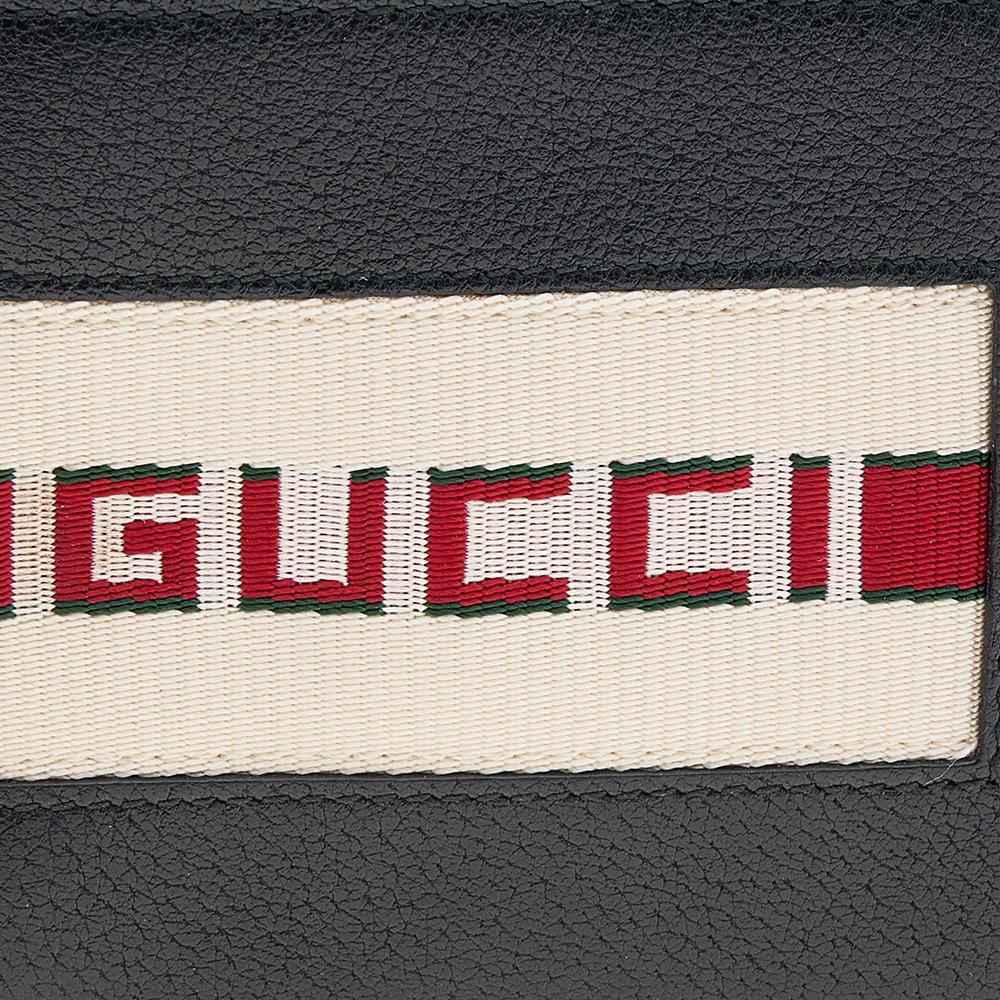Gucci Black Leather Stripe Logo Bifold Wallet 2