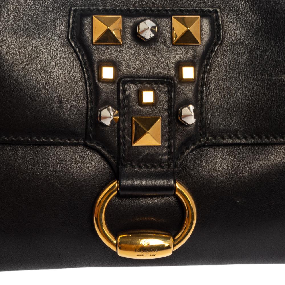 Gucci Black Leather Studded Clutch 3