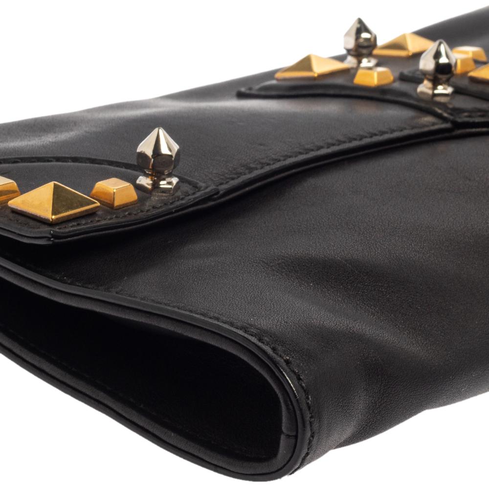 Gucci Black Leather Studded Clutch 2