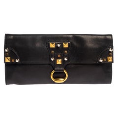 Gucci Black Leather Studded Clutch