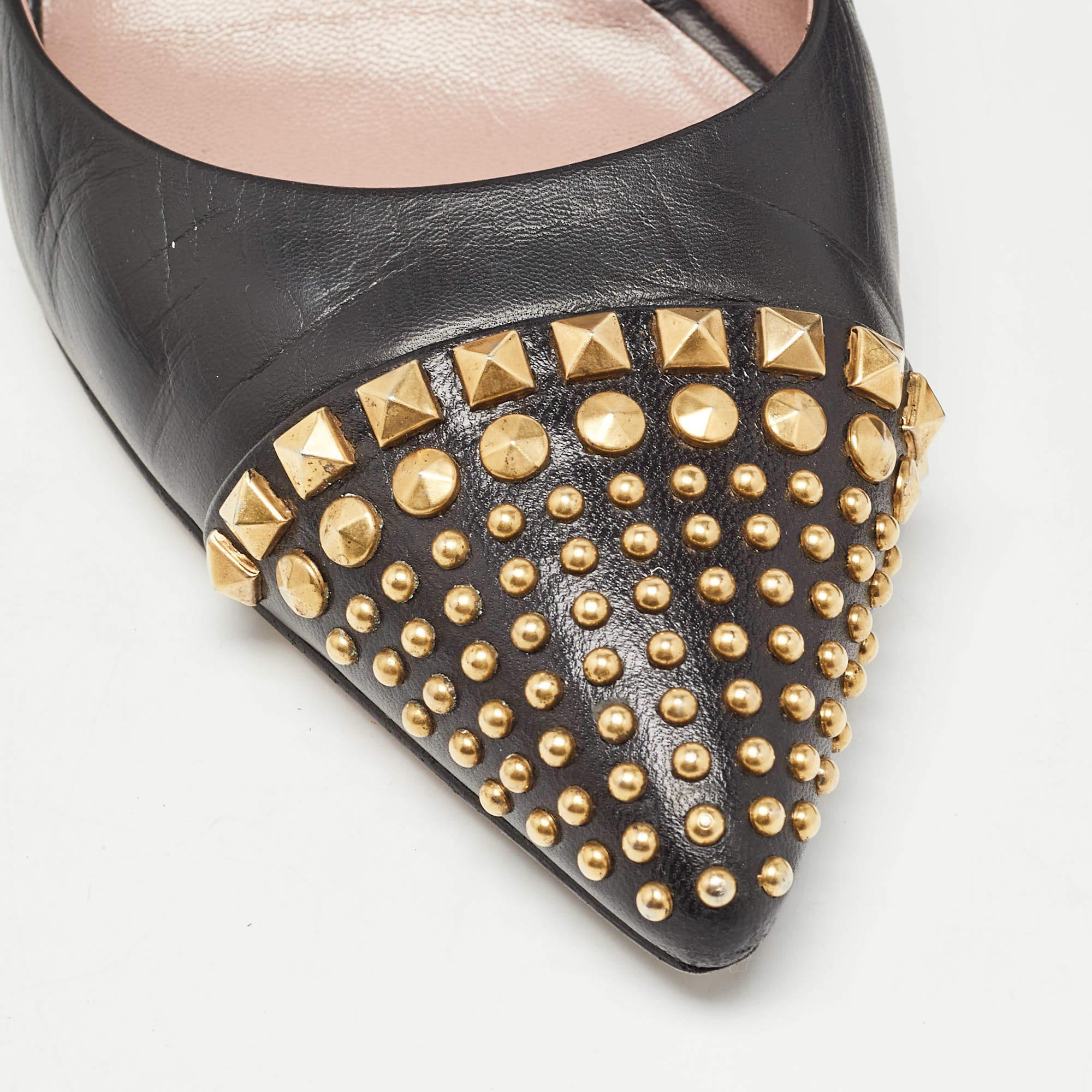 Gucci Black Leather Studded Coline Pumps Size 40.5 3