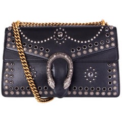 GUCCI black leather STUDDED DIONYSUS SMALL Shoulder Bag