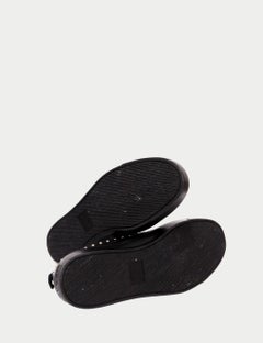 Gucci Black Leather Studded Slip-On Shoes - EU 35.5