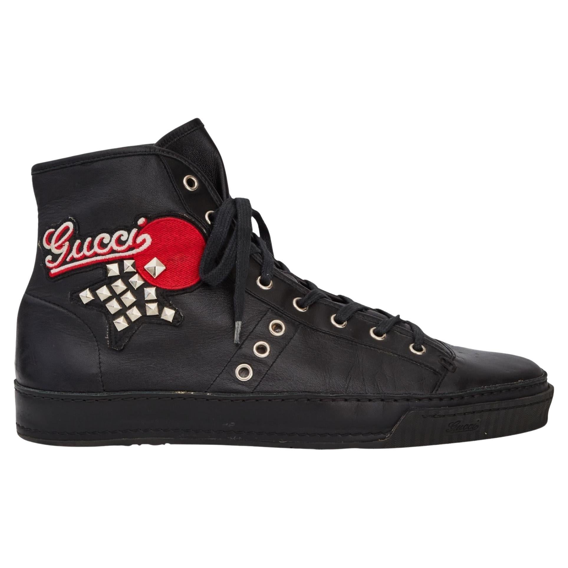 Gucci Black Leather Studed Sneakers 194331 9 US at 1stDibs