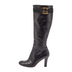 Gucci Black Leather Sukey Knee Length Boots Size 38
