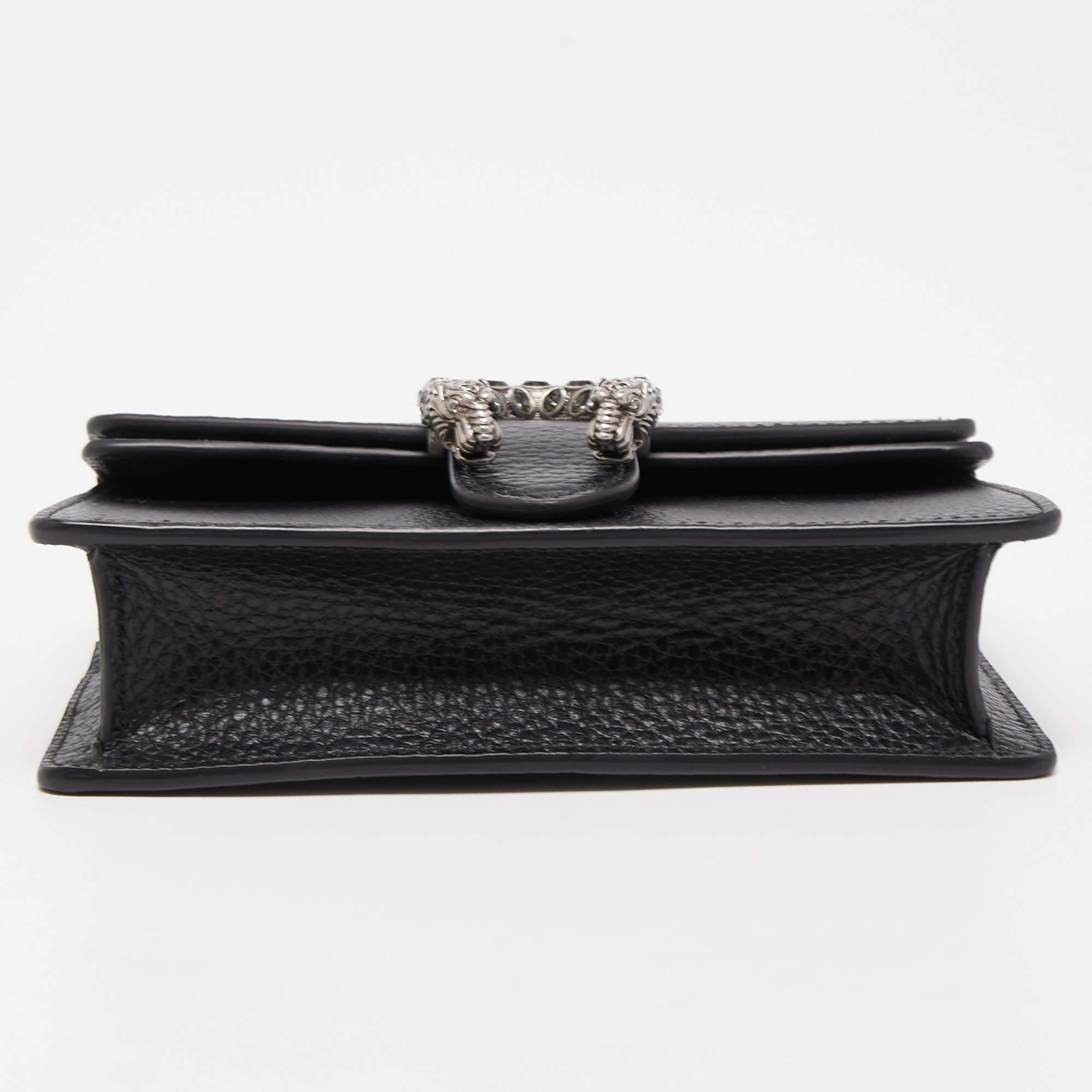 Gucci Super Mini Dionysus Kettentasche aus schwarzem Leder 1