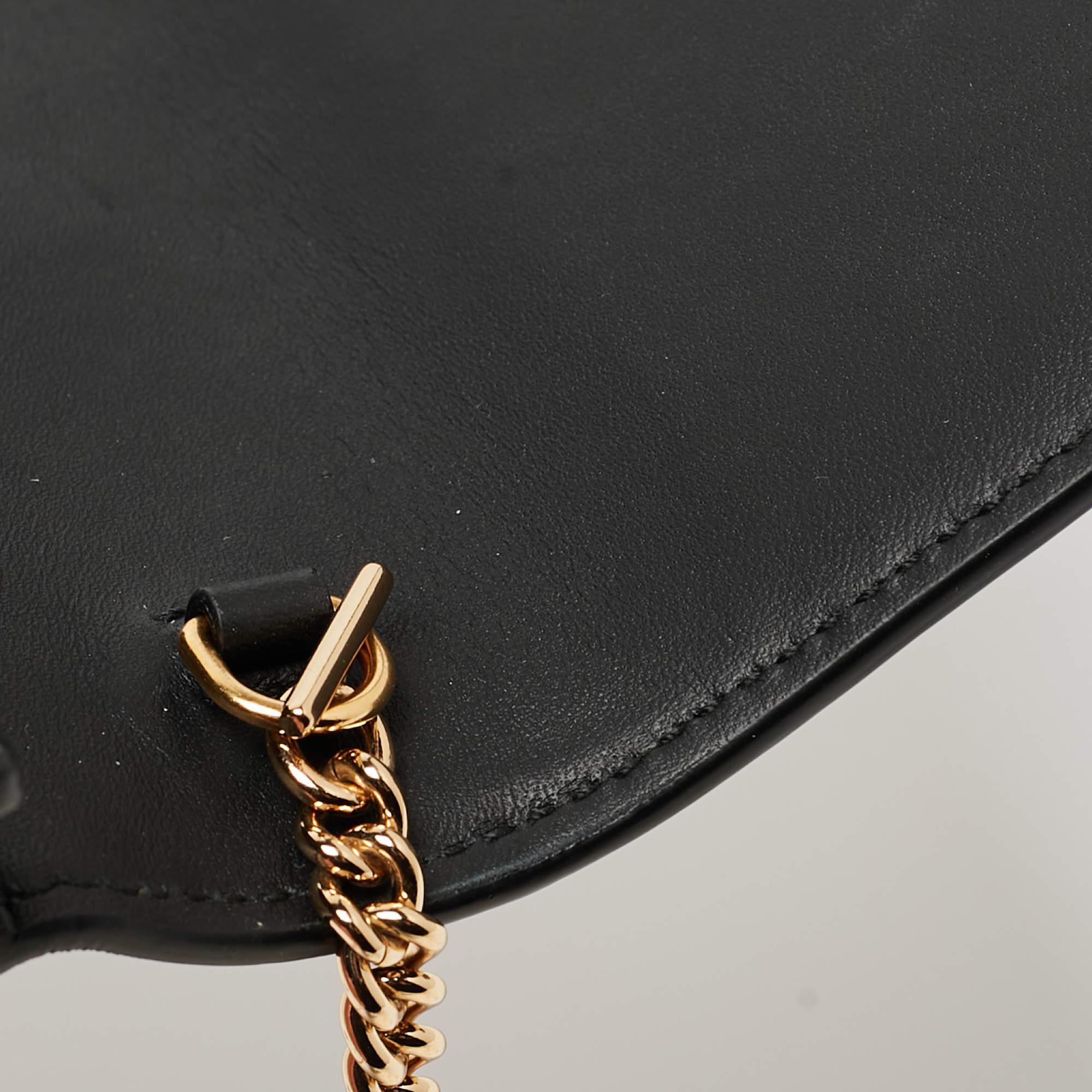Gucci Black Leather Super Mini Sylvie Chain Shoulder Bag For Sale 9