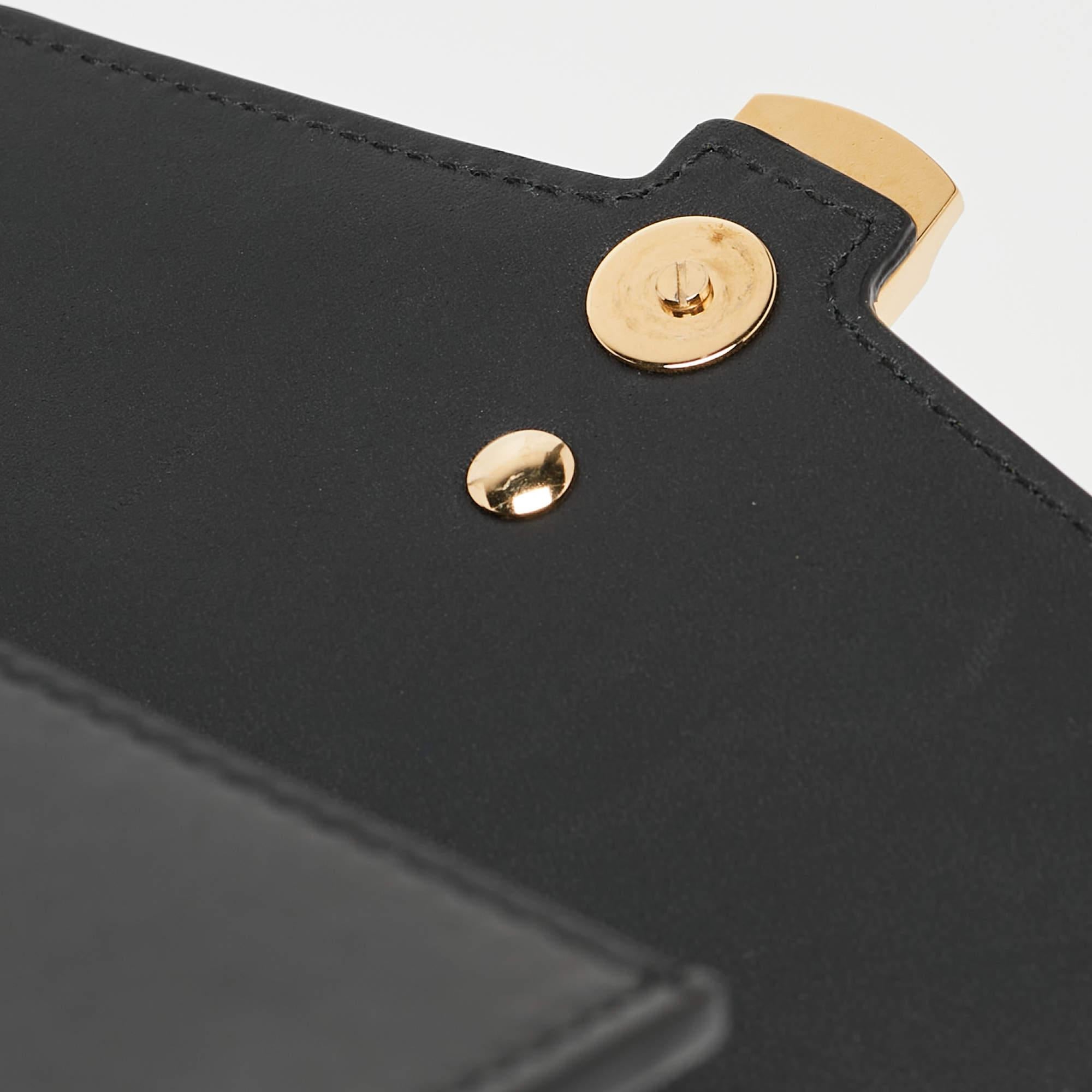 Gucci Black Leather Super Mini Sylvie Chain Shoulder Bag For Sale 12