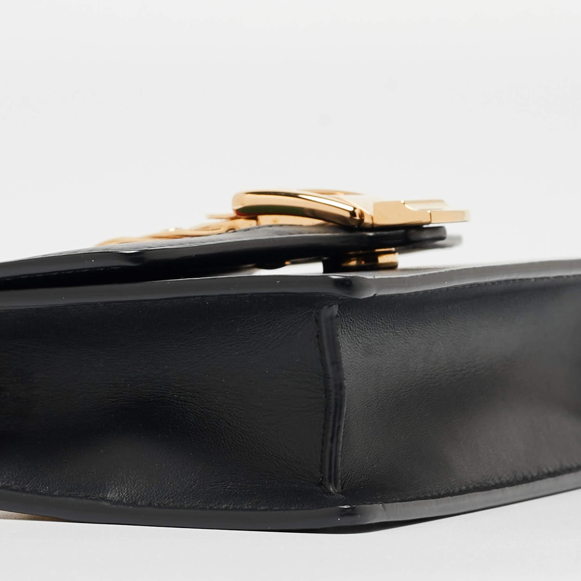 Gucci Black Leather Super Mini Sylvie Chain Shoulder Bag For Sale 2