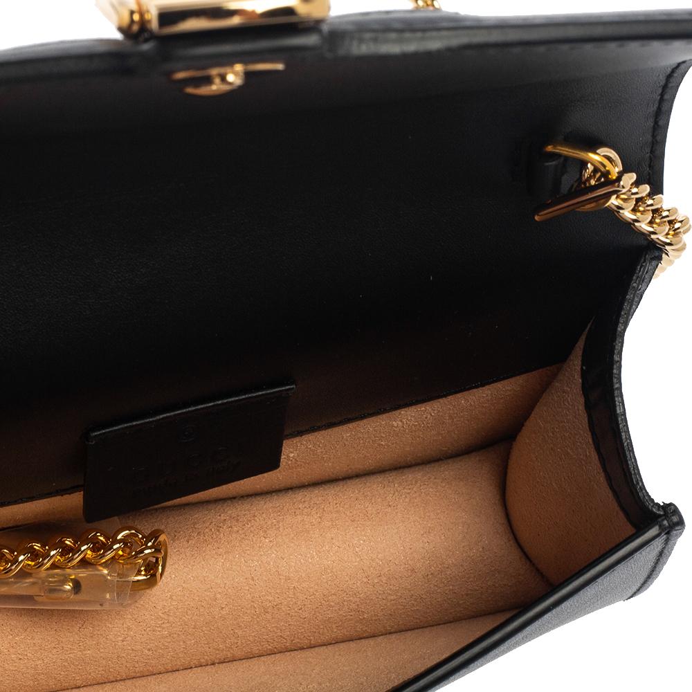 Gucci Black Leather Super Mini Sylvie Chain Shoulder Bag 2