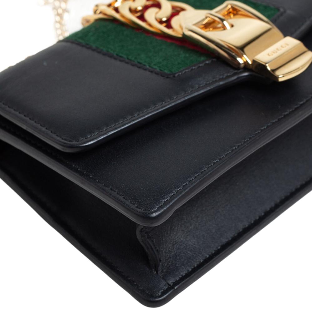Gucci Black Leather Super Mini Sylvie Crossbody Bag 2
