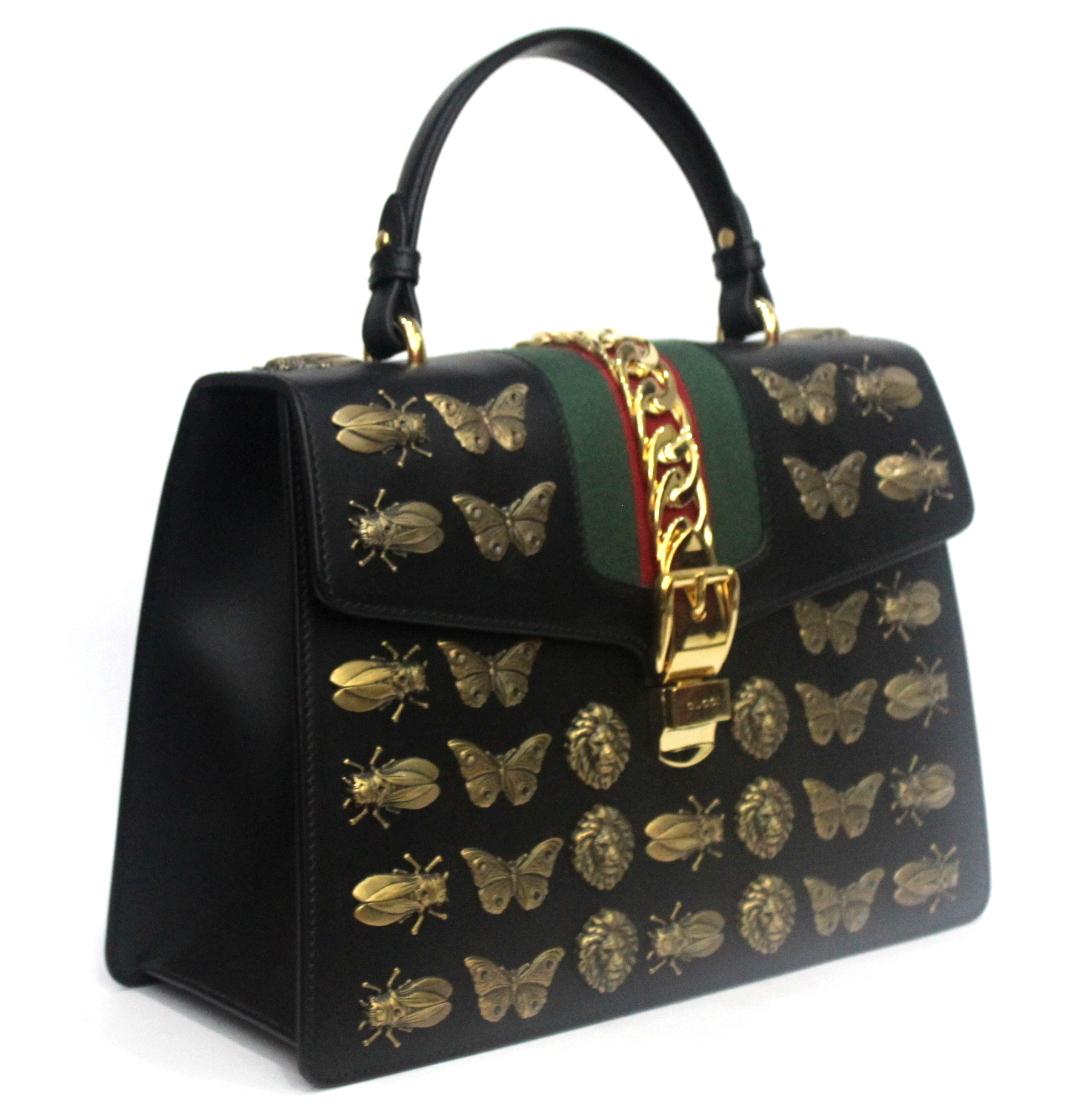 Gucci Black Leather Sylvie Bag In Excellent Condition In Torre Del Greco, IT