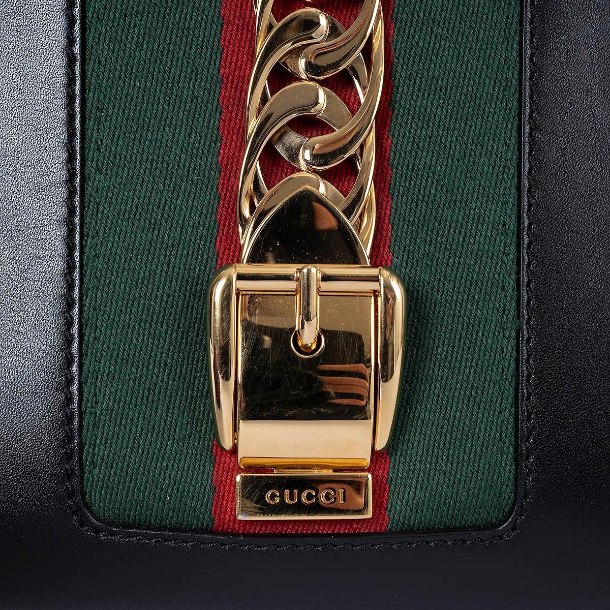 GUCCI black leather SYLVIE LARGE TOTE Shoulder Bag For Sale 2