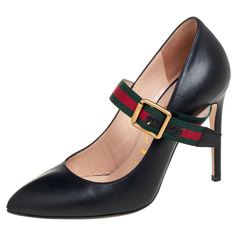 Gucci Black Leather Sylvie Mary Jane Pumps Size 36.5 at 1stDibs gucci