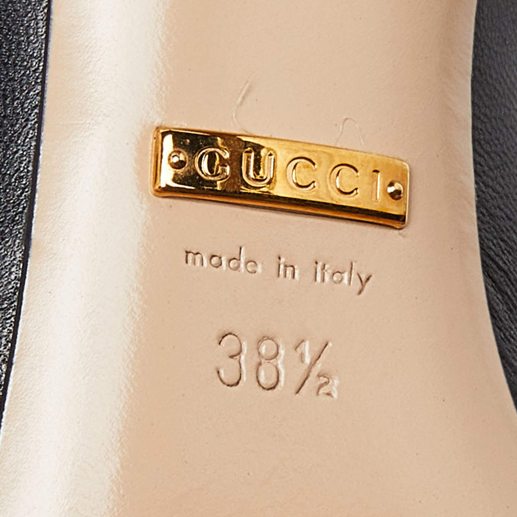 Gucci Sylvie Mary Jane Pumps aus schwarzem Leder Größe 38.5 im Angebot 3