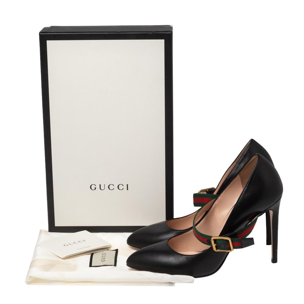 Gucci Black Leather Sylvie Mary Jane Pumps Size 39 1