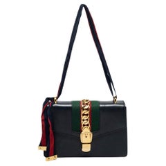 Gucci Black Leather Sylvie Shoulder Bag