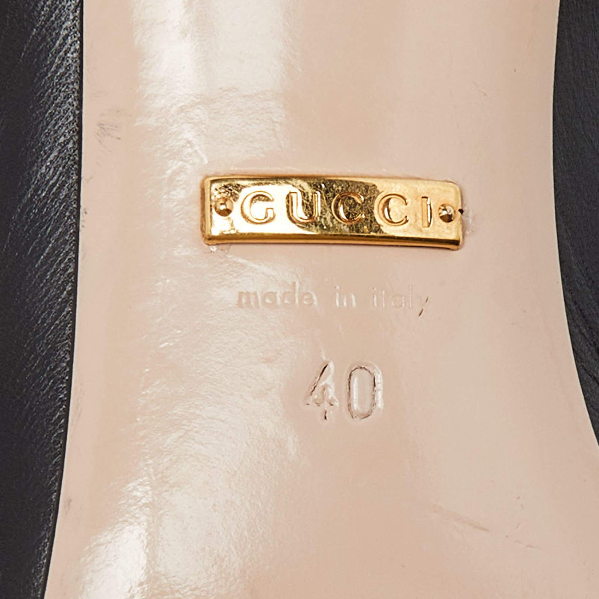 Gucci Black Leather Sylvie Slingback Pumps Size 40 For Sale 4