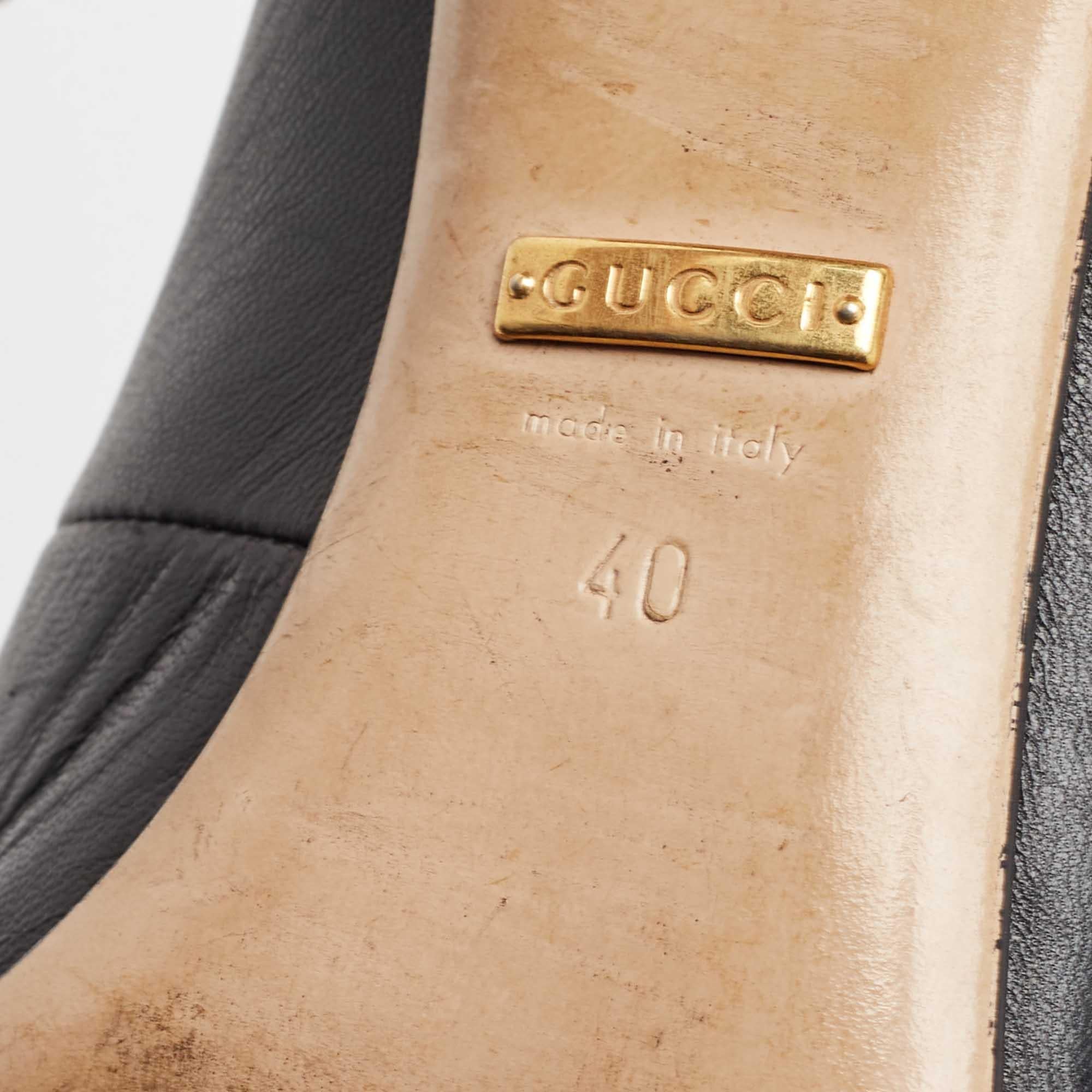 Gucci Black Leather Sylvie Slingback Pumps Size 40 For Sale 5