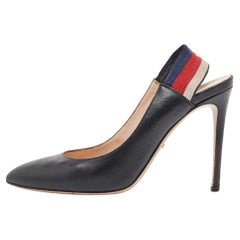 Gucci Schwarze Sylvie Slingback-Pumps aus Leder Größe 40