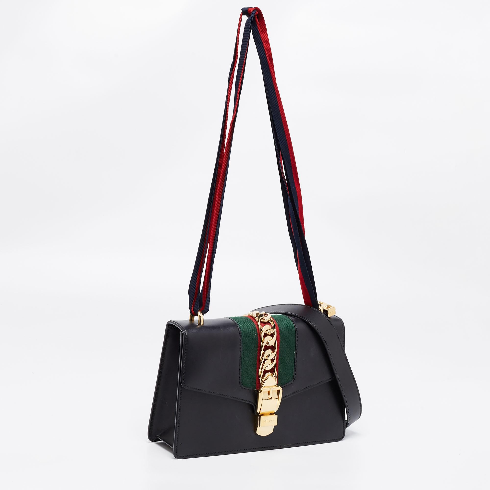 Women's Gucci Black Leather Sylvie Small Shoulder Bag