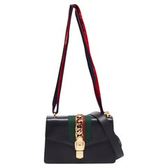 Gucci Black Leather Sylvie Small Shoulder Bag