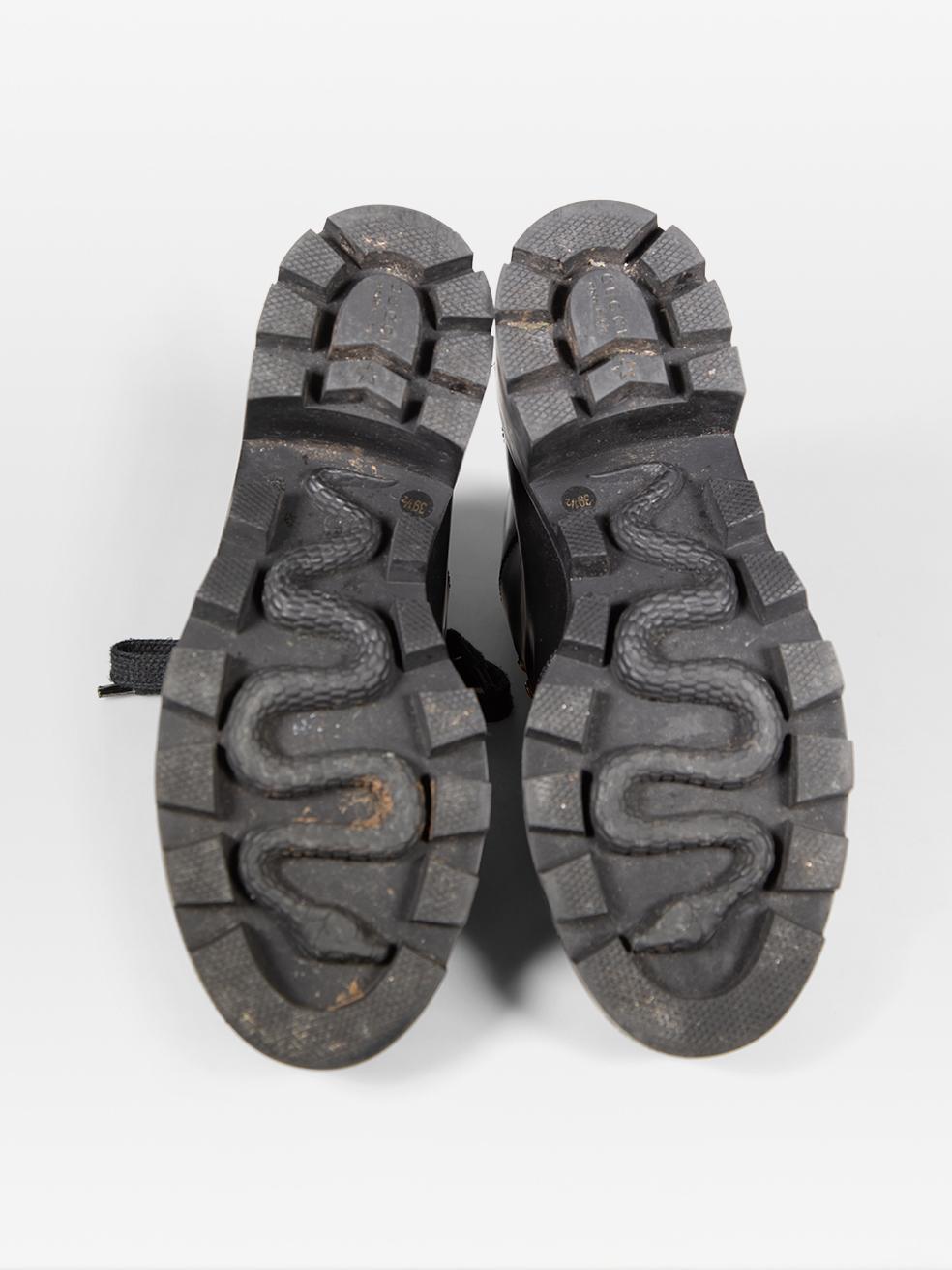 Gucci Stivali da combattimento in pelle nera Sylvie Web Taglia IT 39.5 In condizioni buone in vendita a London, GB
