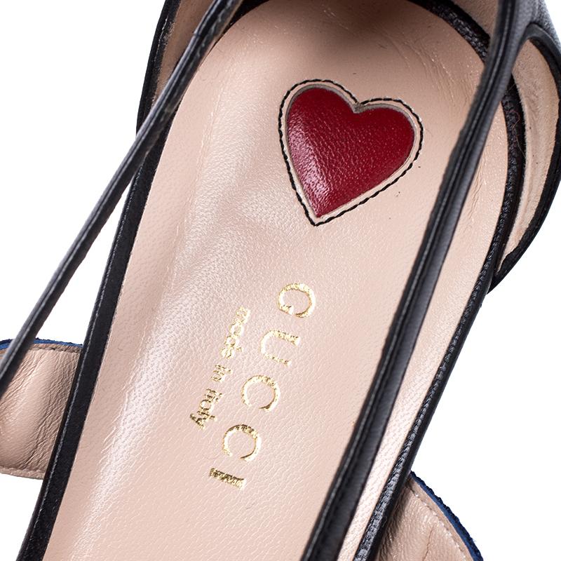 Gucci Black Leather Sylvie Web Strap Bamboo Heel Unia Pumps Size 38 In Good Condition In Dubai, Al Qouz 2