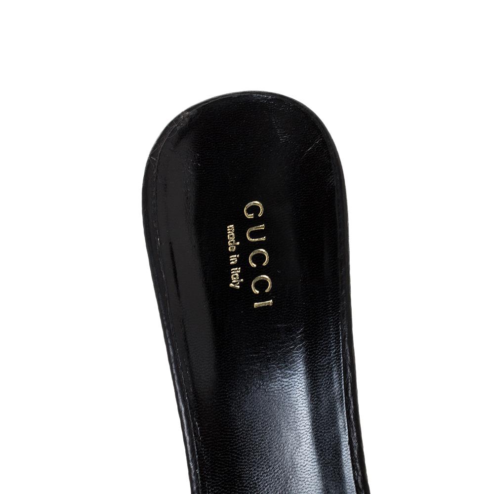 Women's Gucci Black Leather Tassel Open Toe Sandals Size 38.5