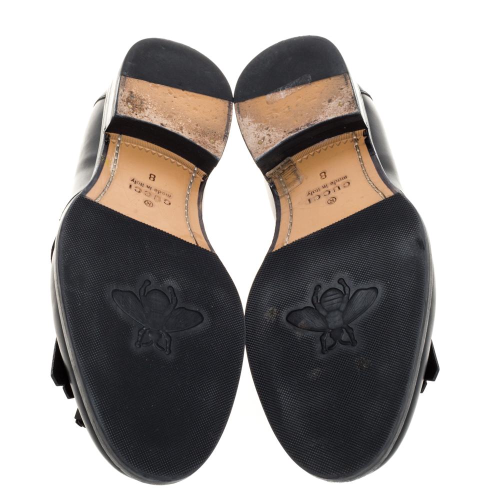 Gucci Black Leather Tassel Slip On Loafers Size 42 1