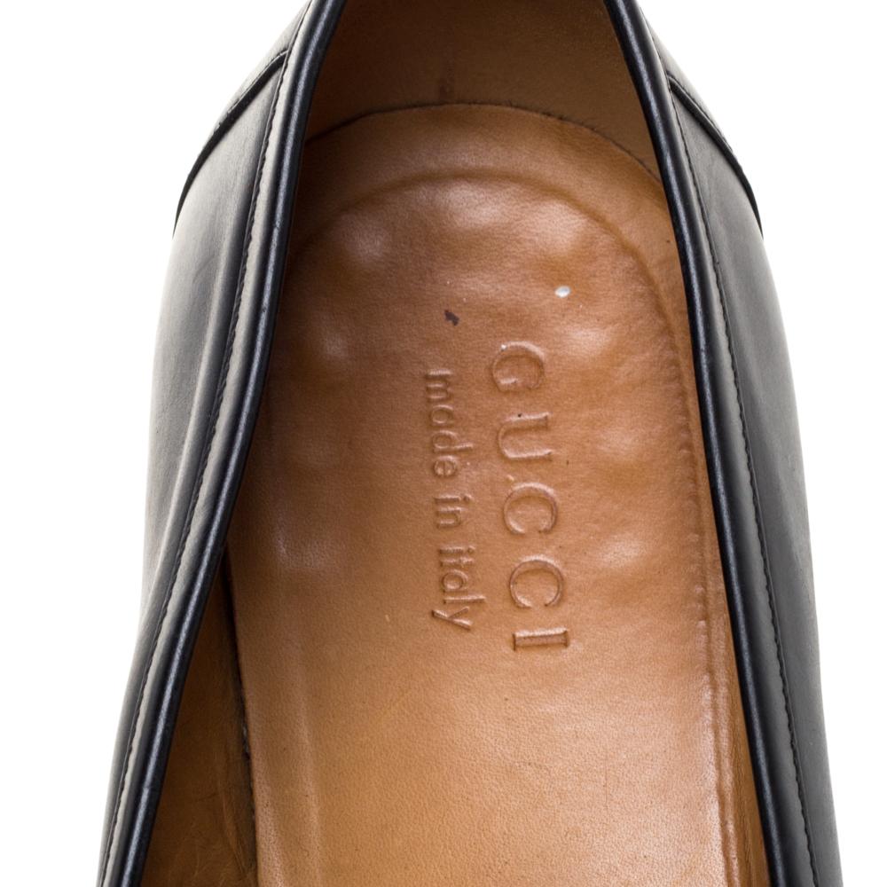 Gucci Black Leather Tassel Slip On Loafers Size 42 3