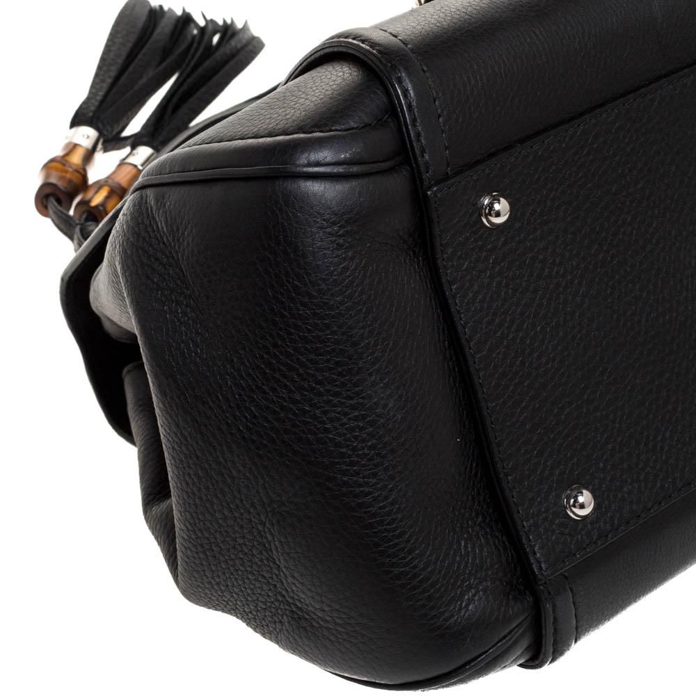 Gucci Black Leather Techno Horsebit Top Handle Bag 7