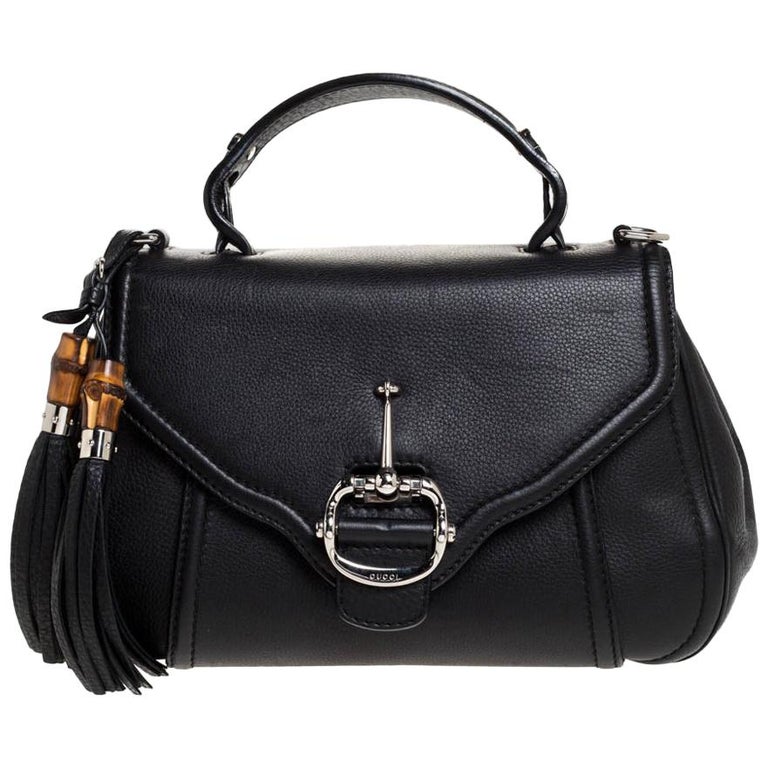 Gucci Black Leather Techno Horsebit Top Handle Bag at 1stDibs