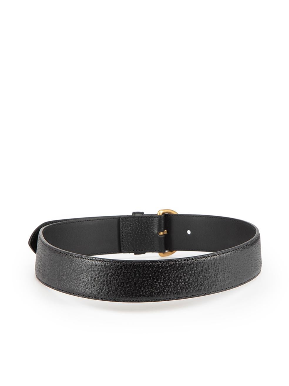 Gucci Black Leather Textured D-Buckle Belt In Excellent Condition In London, GB