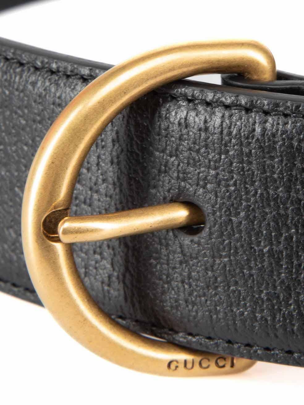 Women's Gucci Black Leather Textured D-Buckle Belt