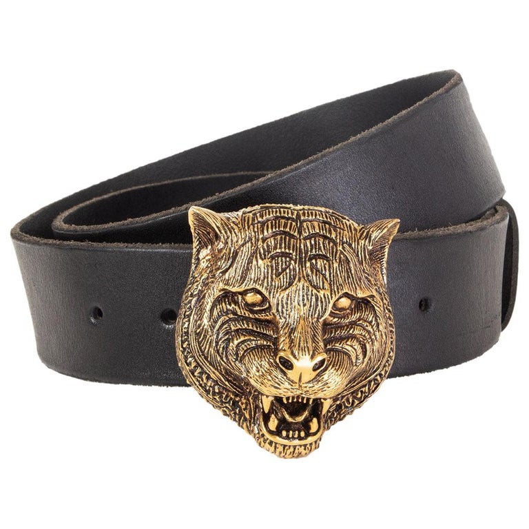 Unisex Leather Tiger Gucci Belts Gucci GG Supreme Blooms Belt with Brass Tiger Head Buckle in  main image 4