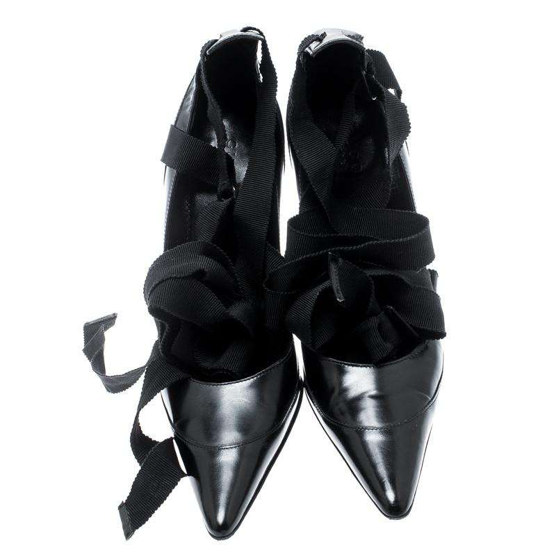 black ribbon tie heels