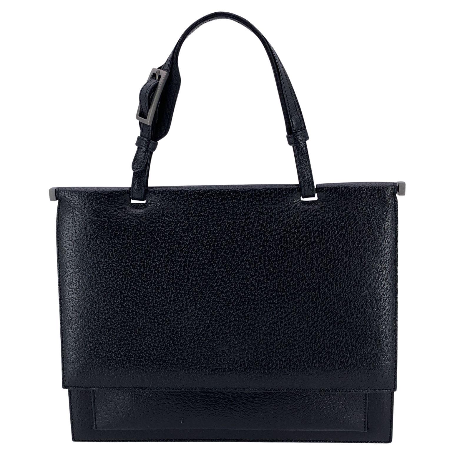 Gucci Borsa a mano in pelle nera con manico superiore Satchel