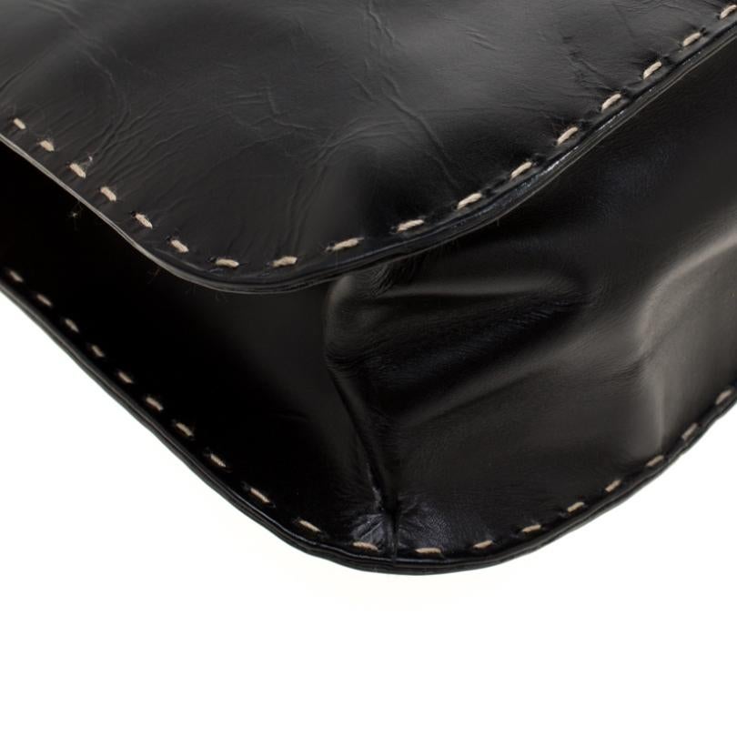 Gucci Black Leather Topstitch Hobo 6