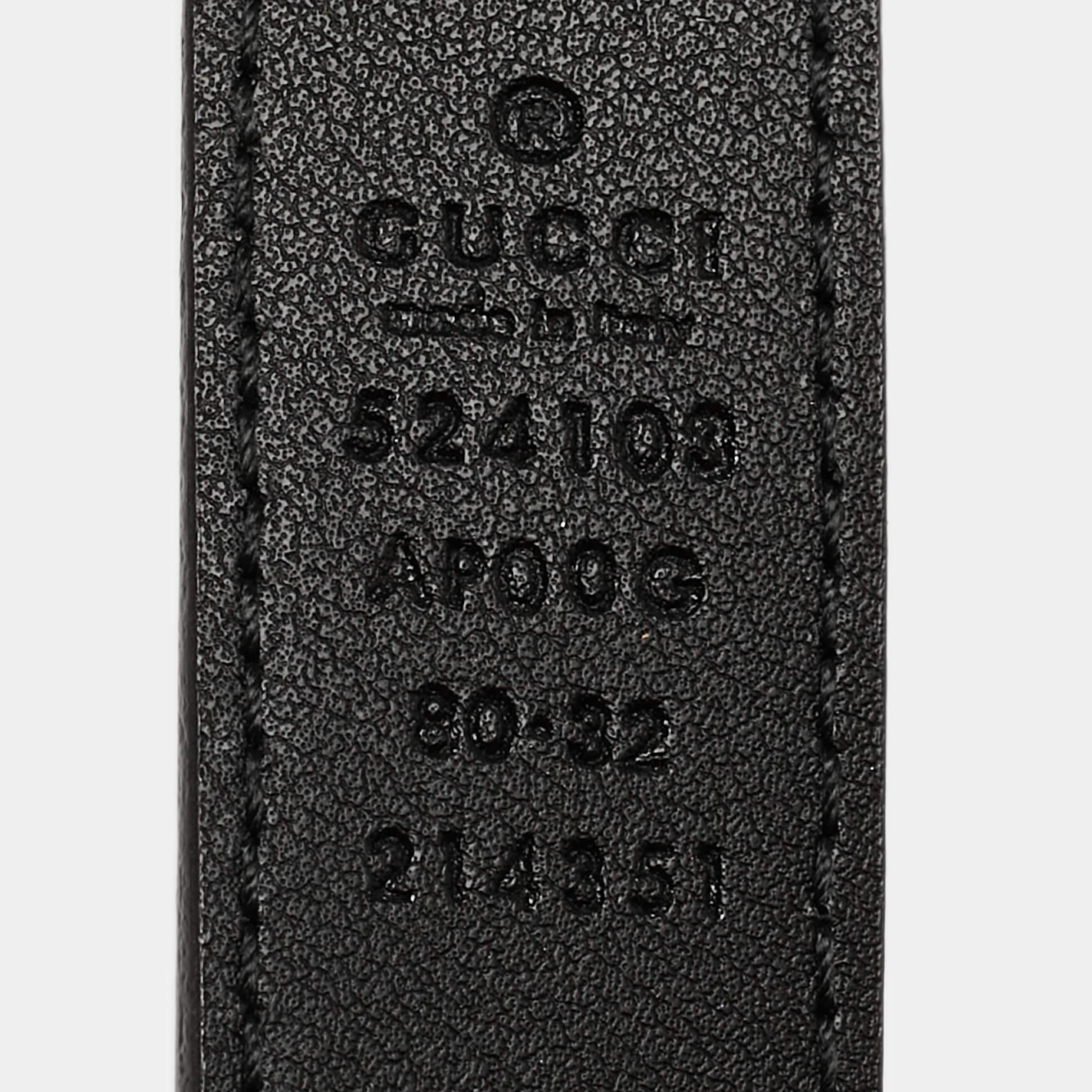 Gucci Black Leather Torchon Double G Buckle Slim Belt 80 CM In Excellent Condition In Dubai, Al Qouz 2