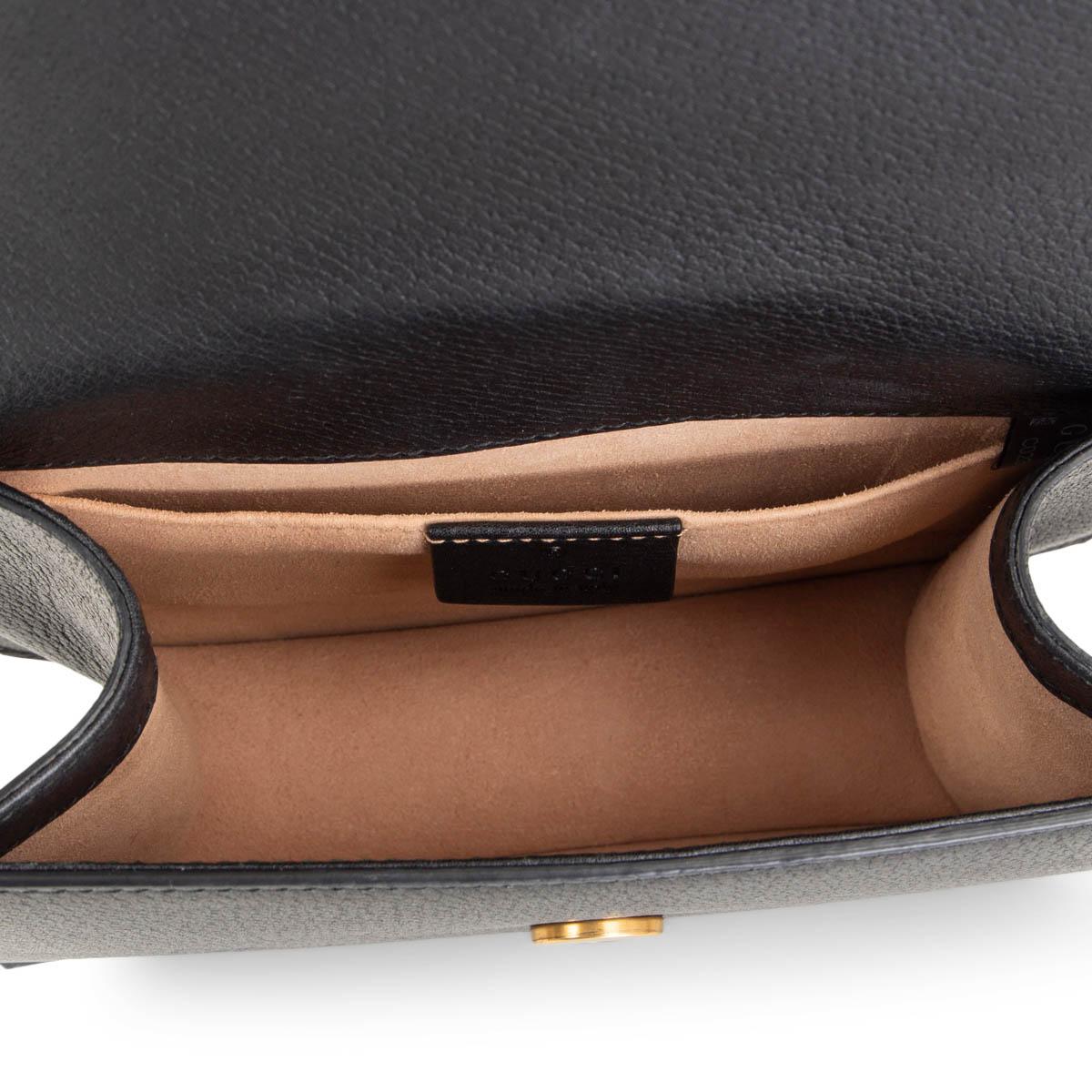 Black GUCCI black leather TOTEM SMALL BUTTERFLY WEB Shoulder Bag