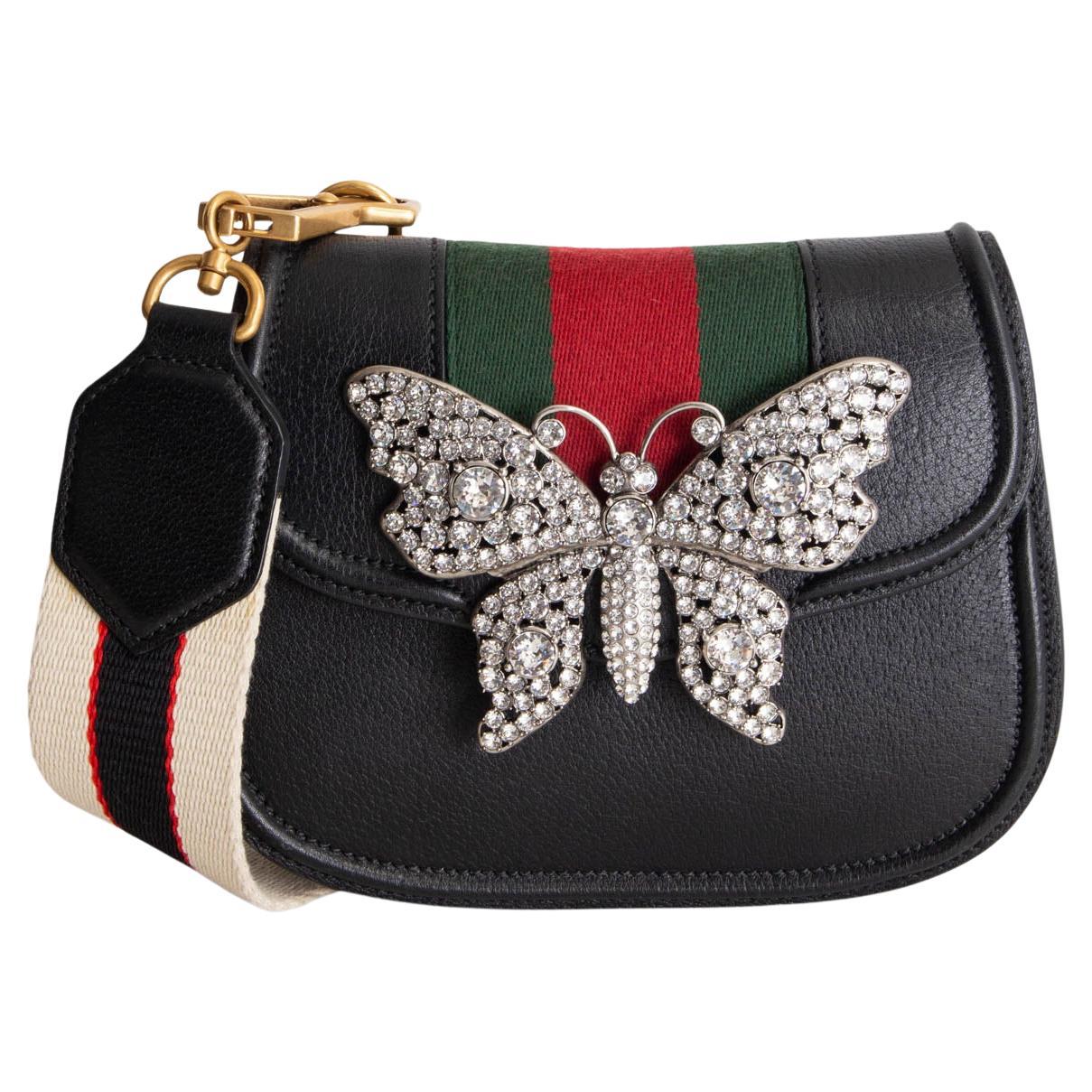 GUCCI black leather TOTEM SMALL BUTTERFLY WEB Shoulder Bag at 1stDibs | gucci  butterfly purse, gucci butterfly bag, gucci purse with butterfly