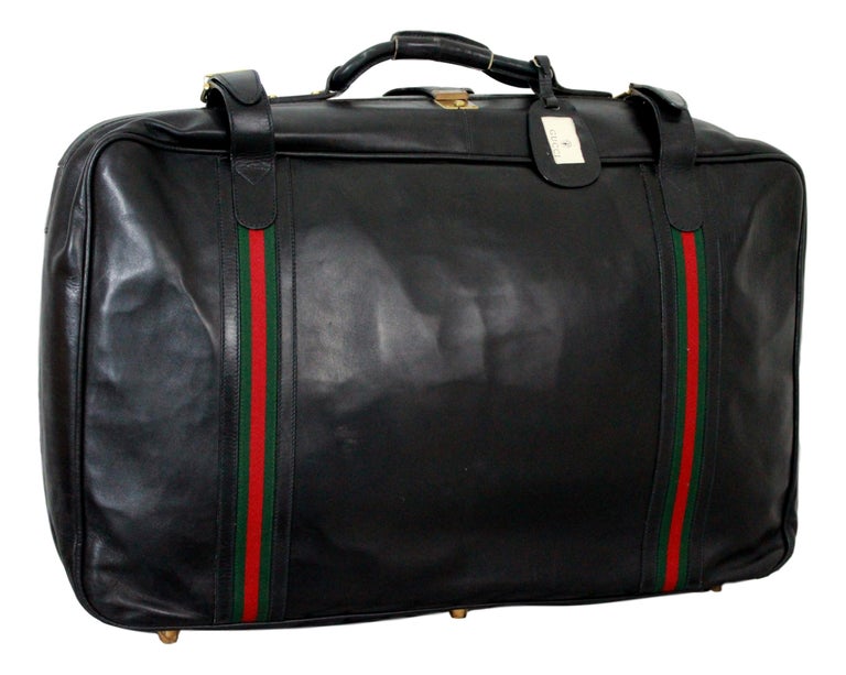 Gucci Black Leather Travel Luggage Set Bag 1970s For Sale at 1stdibs