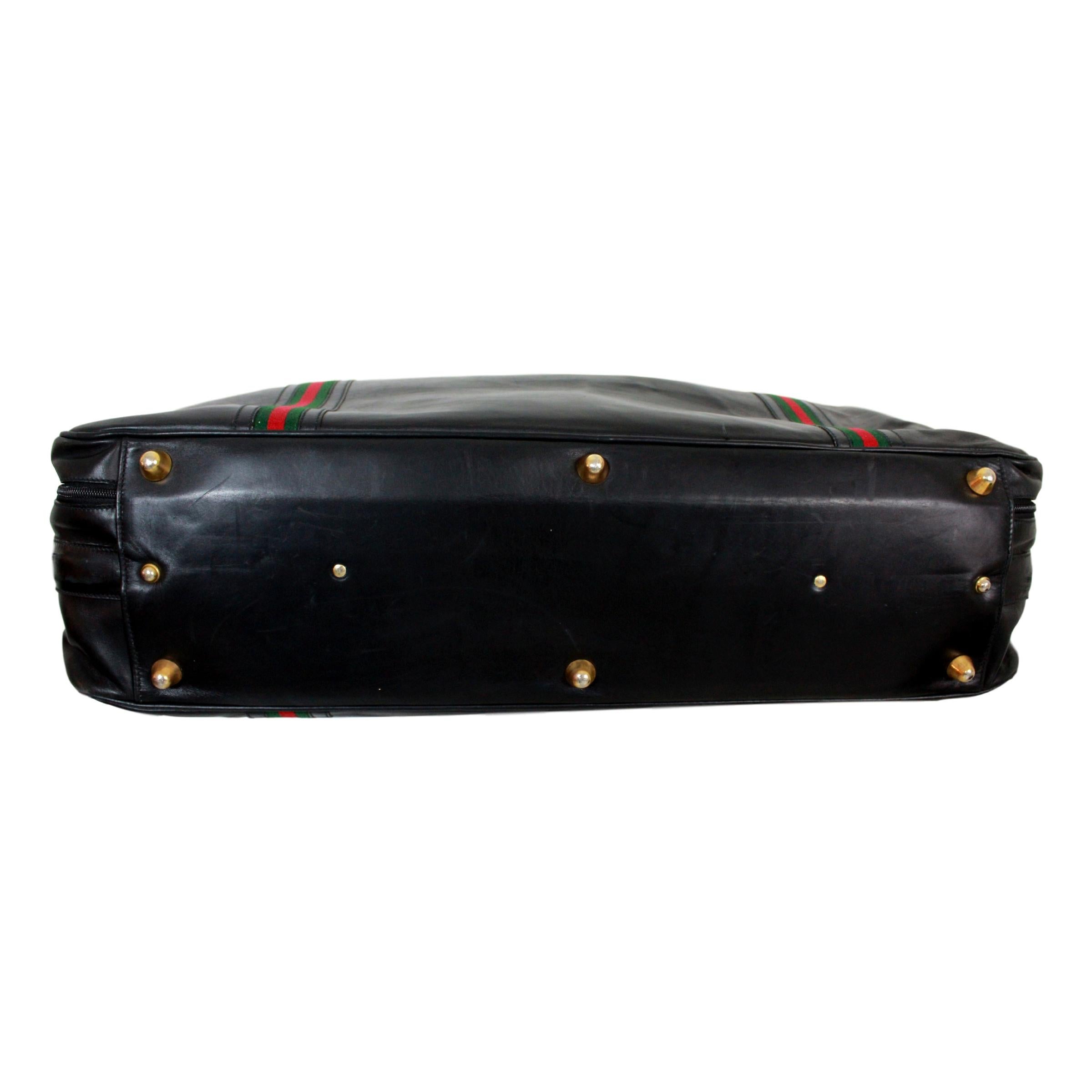 Gucci Black Leather Travel Luggage Set Bag 1970s In Excellent Condition In Brindisi, Bt