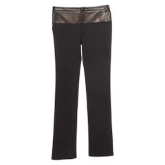 Gucci Black Leather Trim Nylon Twill Slim Fit Trousers S
