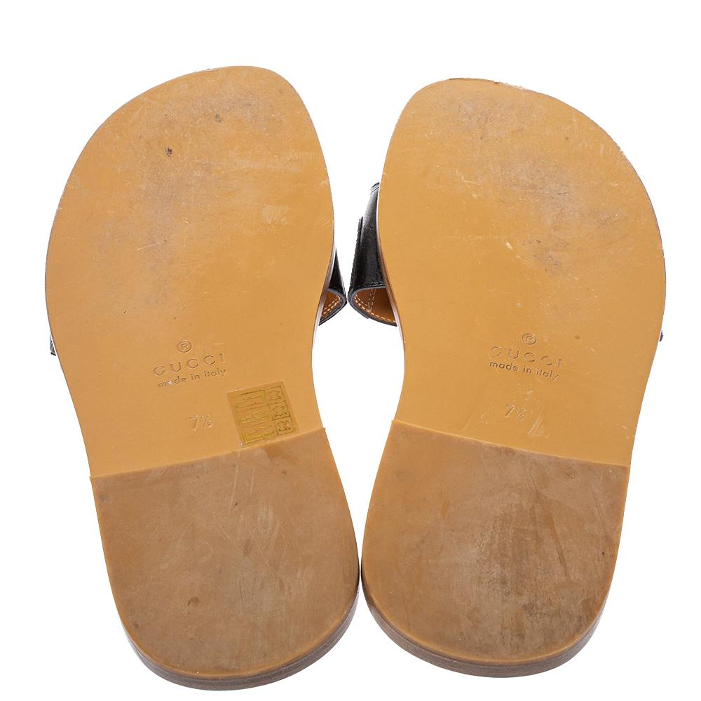 Gucci Schwarz Leder Varadero Horsebit Slide Sandalen Größe 41::5 Damen