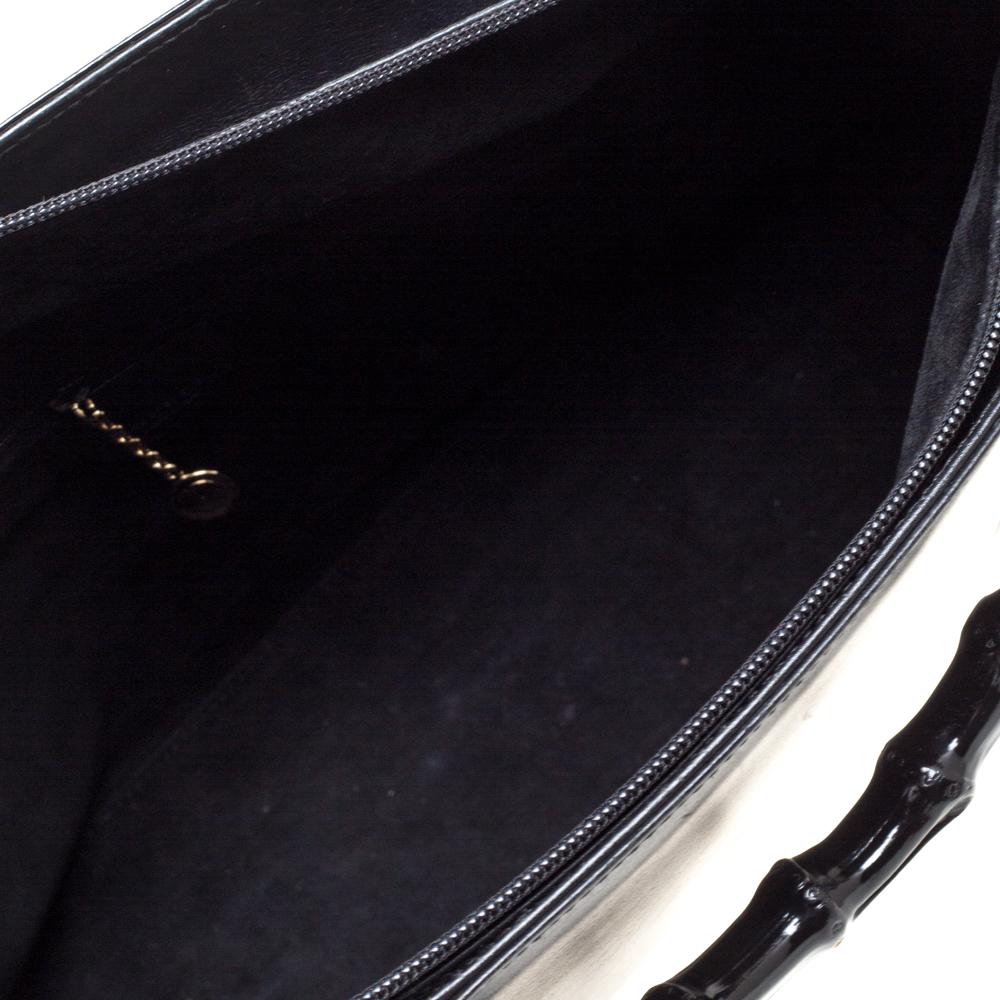 Gucci Black Leather Vintage Bamboo Tote 8