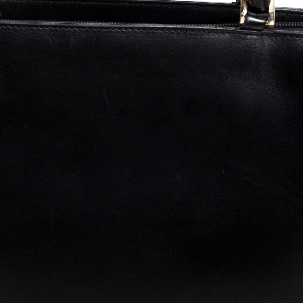 Gucci Black Leather Vintage Bamboo Tote 3