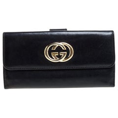 Gucci Black Leather Vintage Continental Wallet