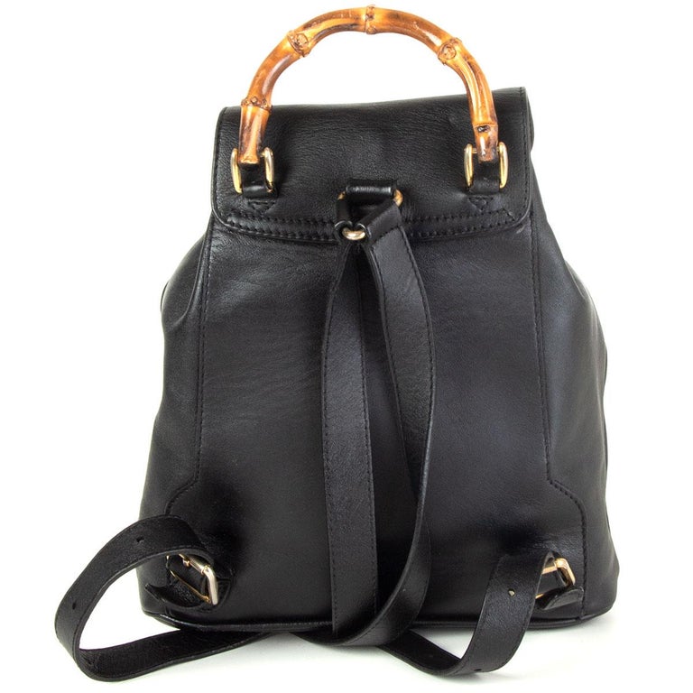 GUCCI black leather VINTAGE MINI Backpack Bag For Sale at 1stDibs